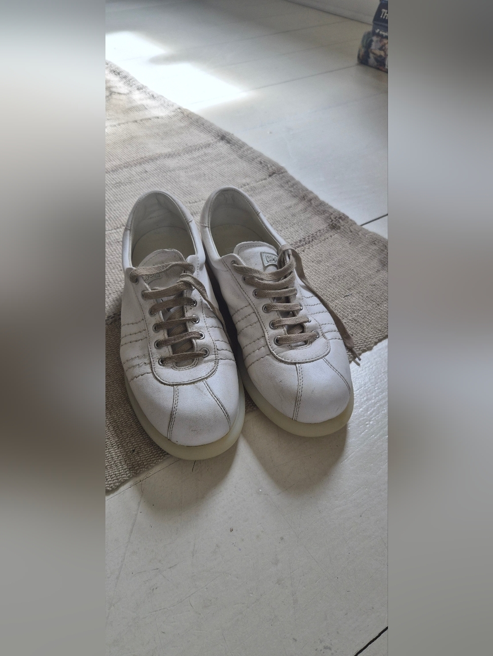 Camper Pelotas White Leather Sneakers with Cream Sole